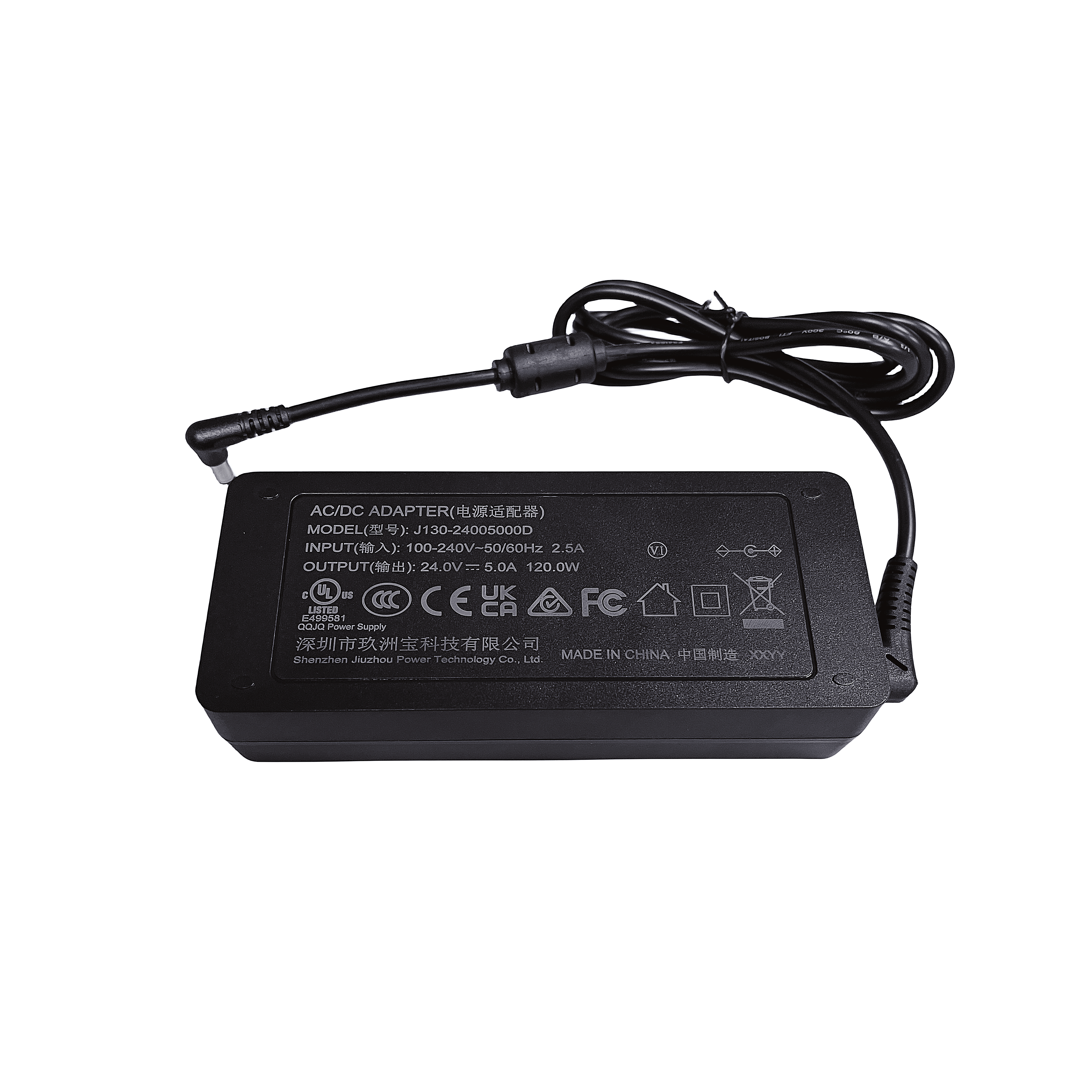 12V10A/12V8A/24V5A/24V4A/130W Desktop Power Adapter (IEC C7/C8/C14, Compatible with EU/US/JP/KR Plugs)